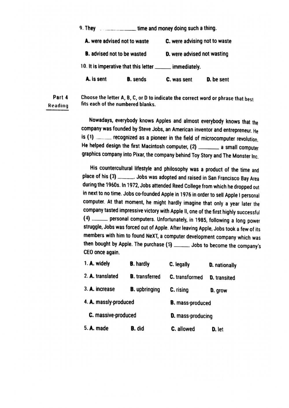 English 12 45' Test 6