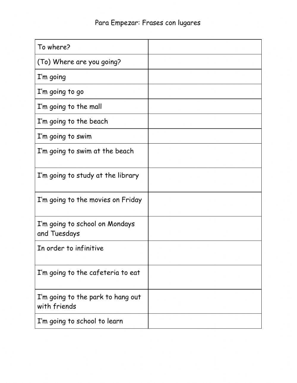 Para empezar S9 D2 worksheet Live Worksheets