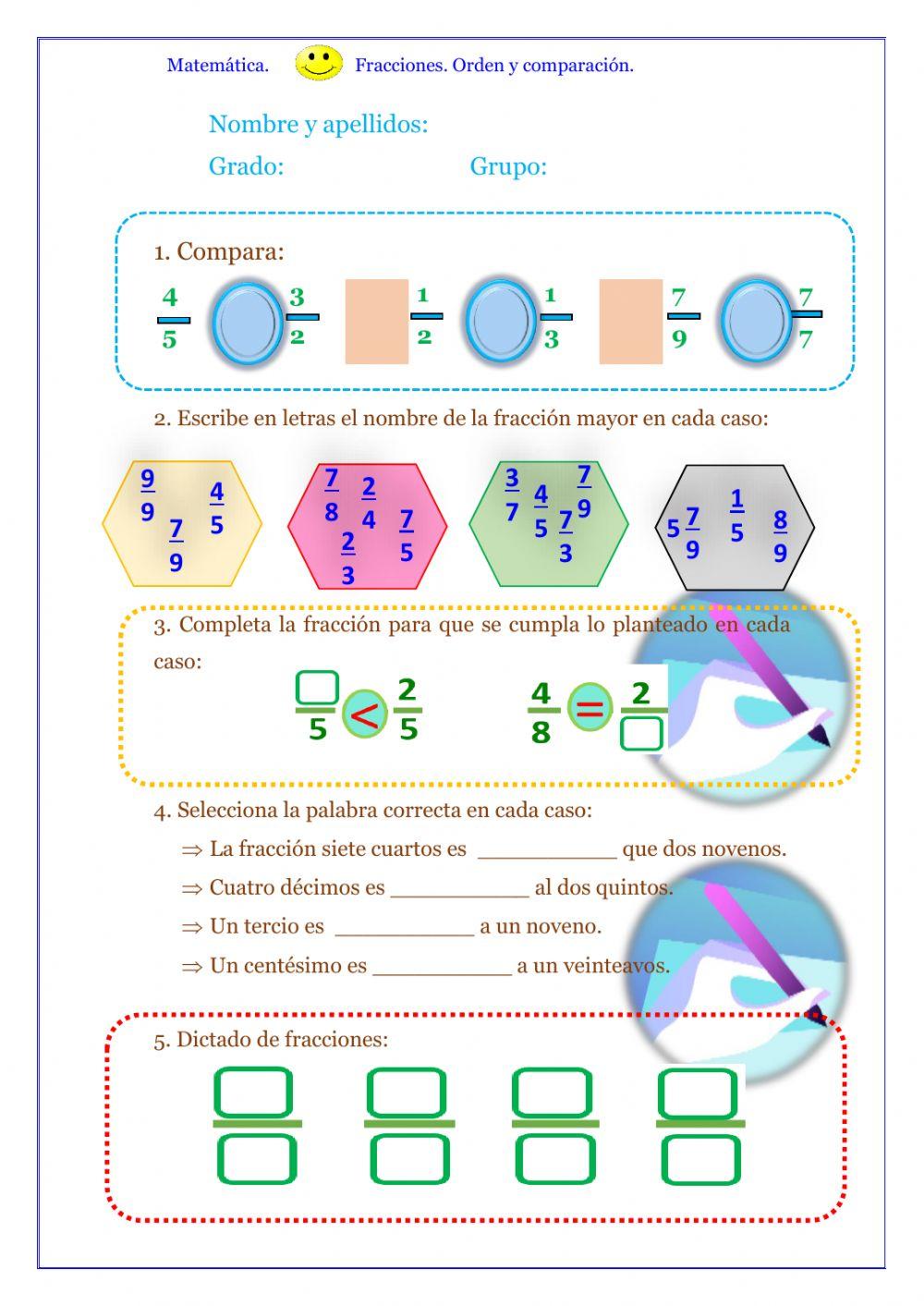Orden y comparación de fracciones.