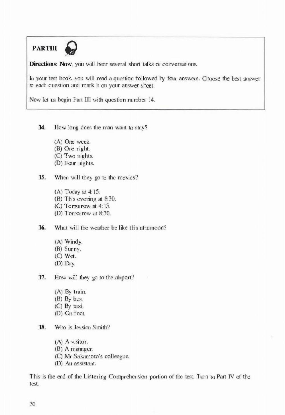 Listening toiec bridge minitest 1