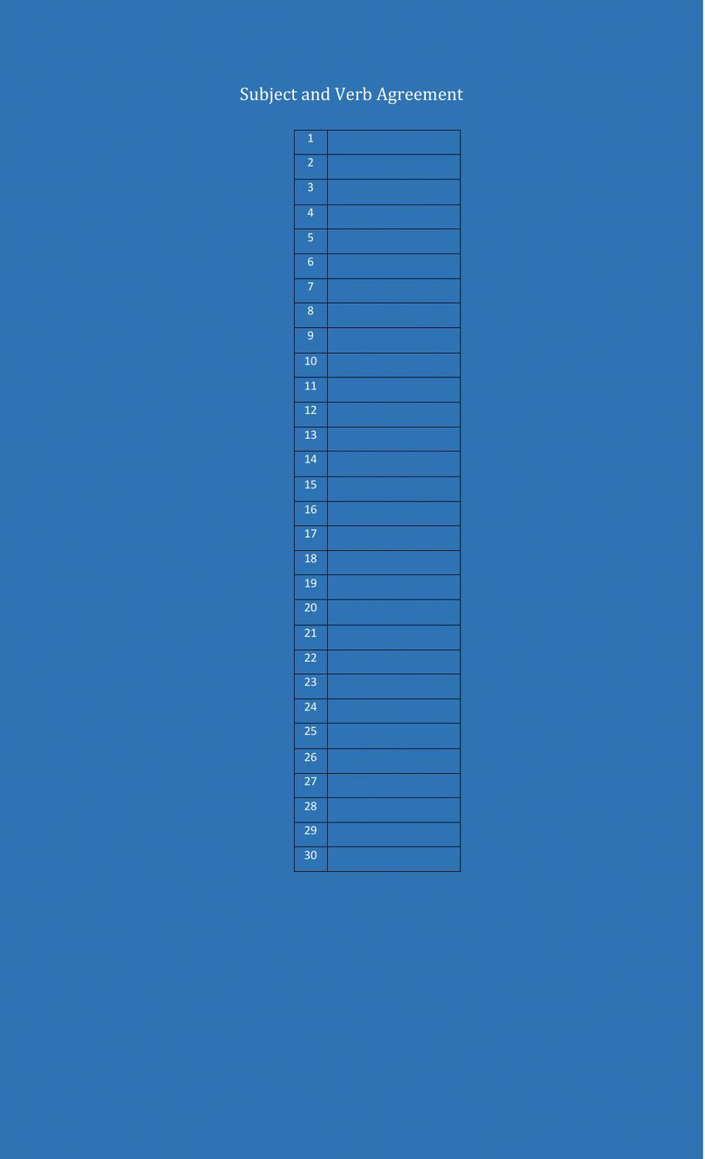 Subject and Verb Agreement