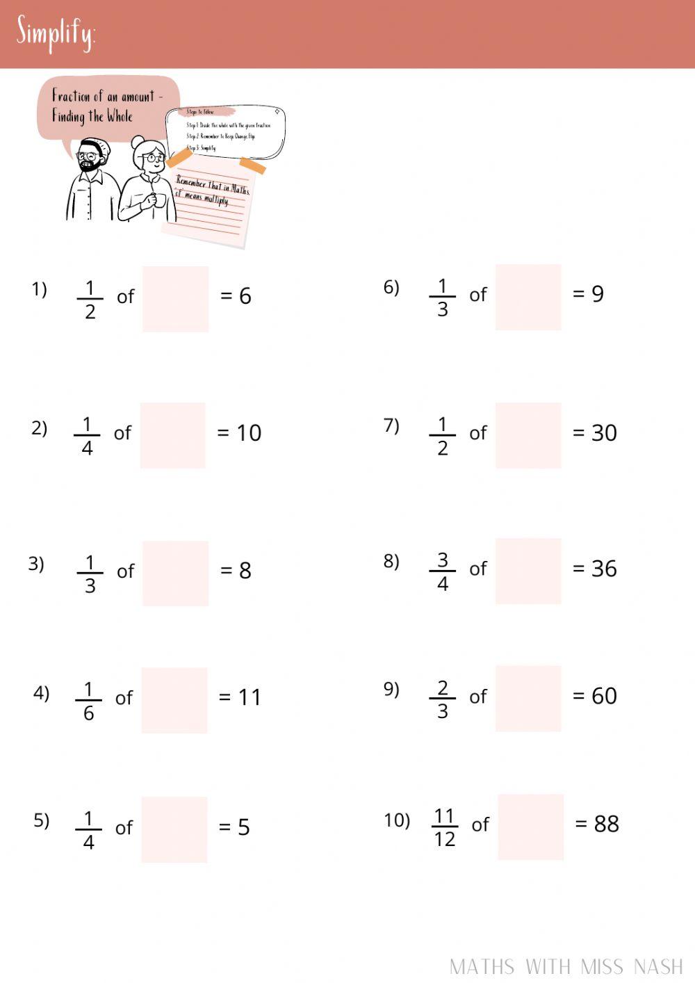 Fraction of an amount (Math with Miss Nash)