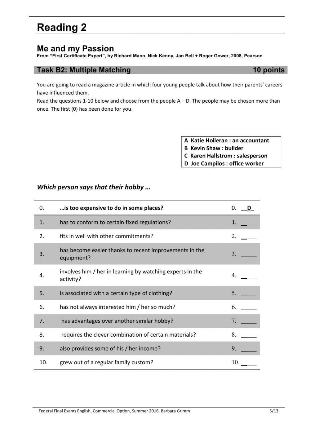 Matu Test 2 Reading and Use of English
