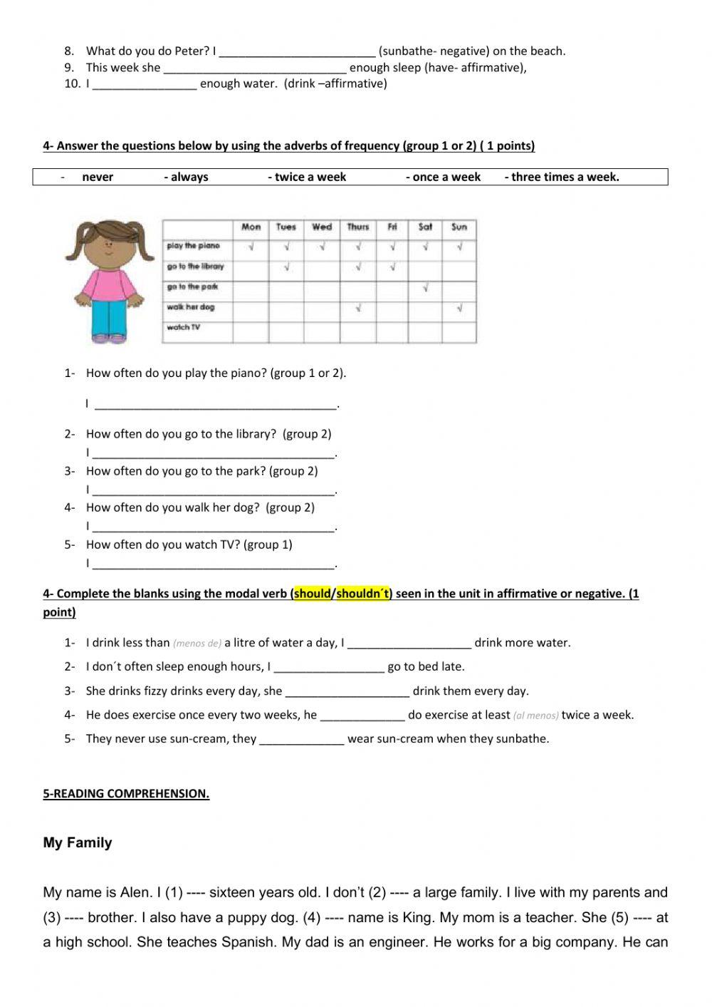 Test unit 1 healthy habits adaptado
