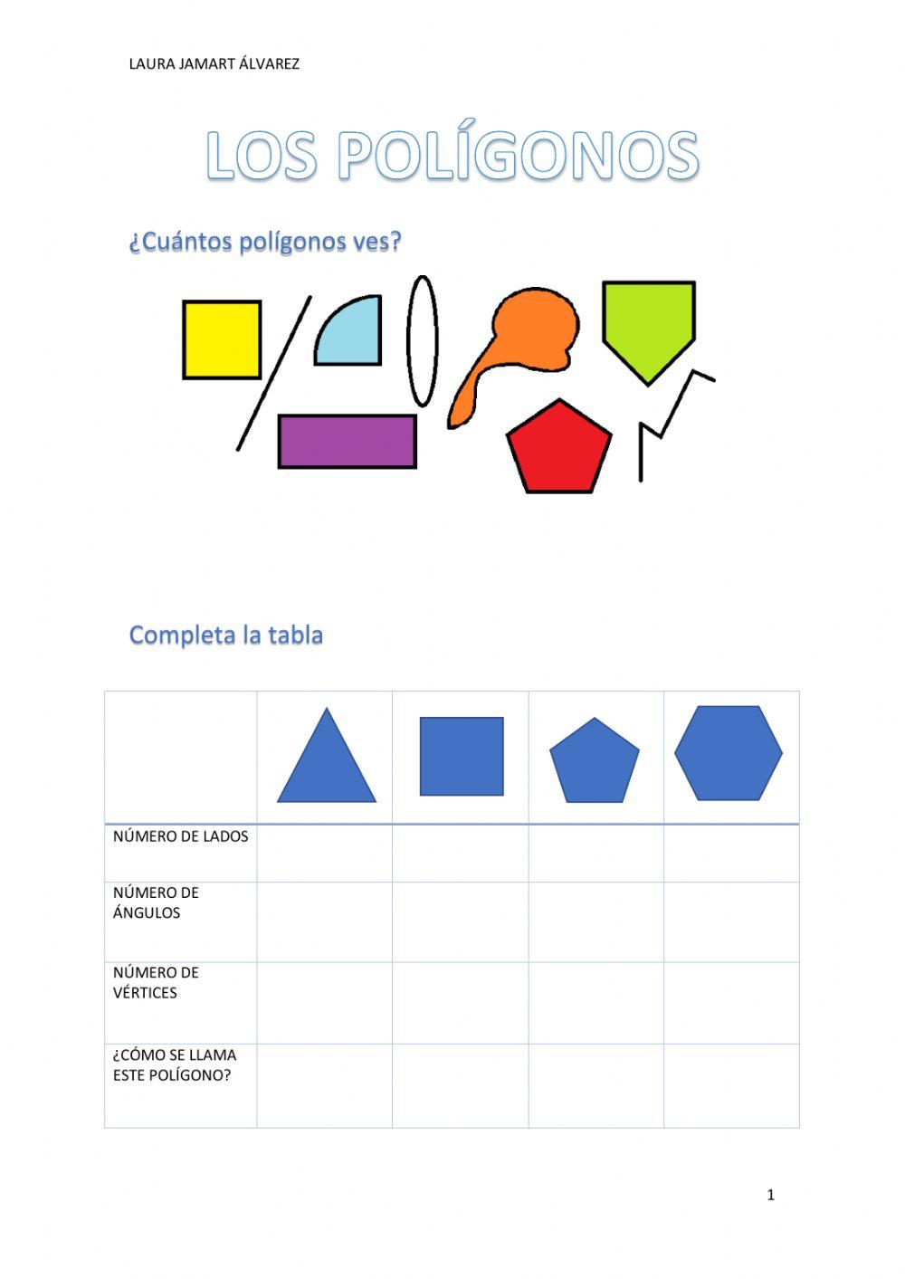 Ficha ejercicios sobre los polígonos