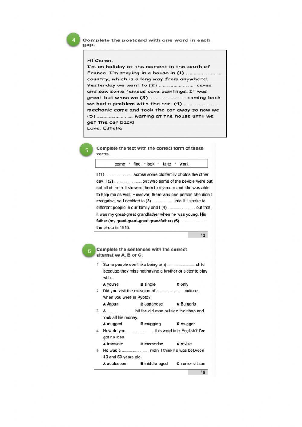 Revision exercises Units 1, 2, 3 Gateway B1+