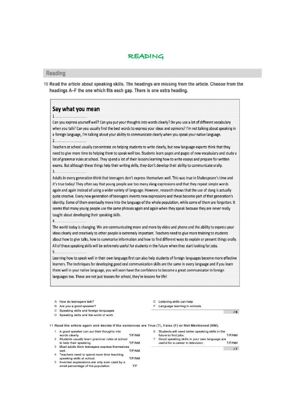 Revision exercises Units 1, 2, 3 Gateway B1+