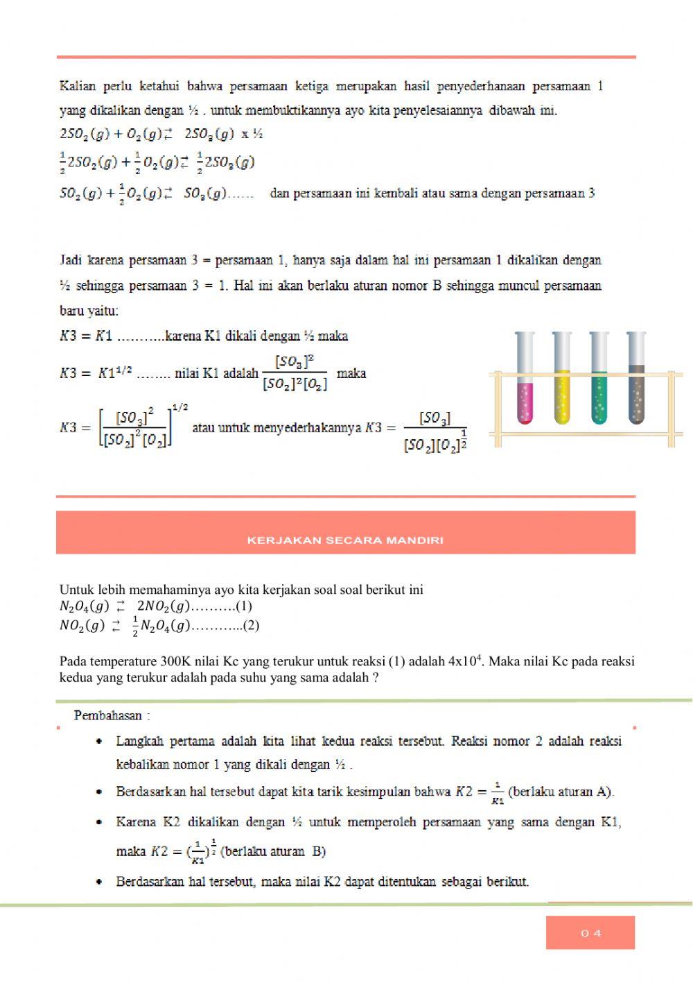 Memanipulasi Persamaan Reaksi Kesetimbangan untuk Memperoleh Nilai Kc