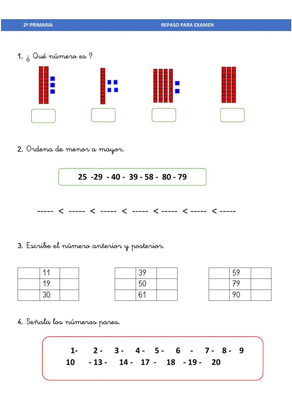Repaso matemáticas 1º