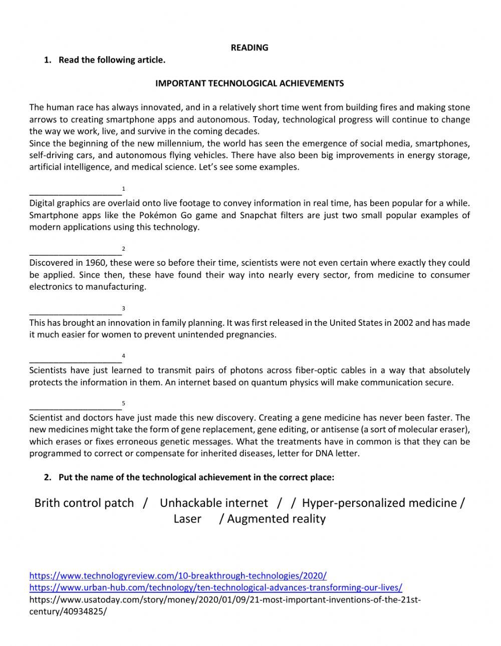 Technological achievements