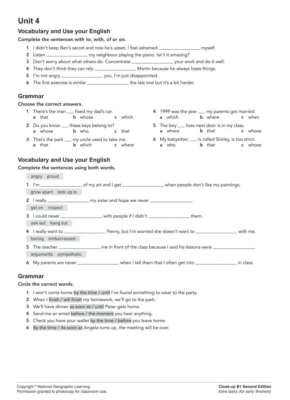 close up b1 extra tasks