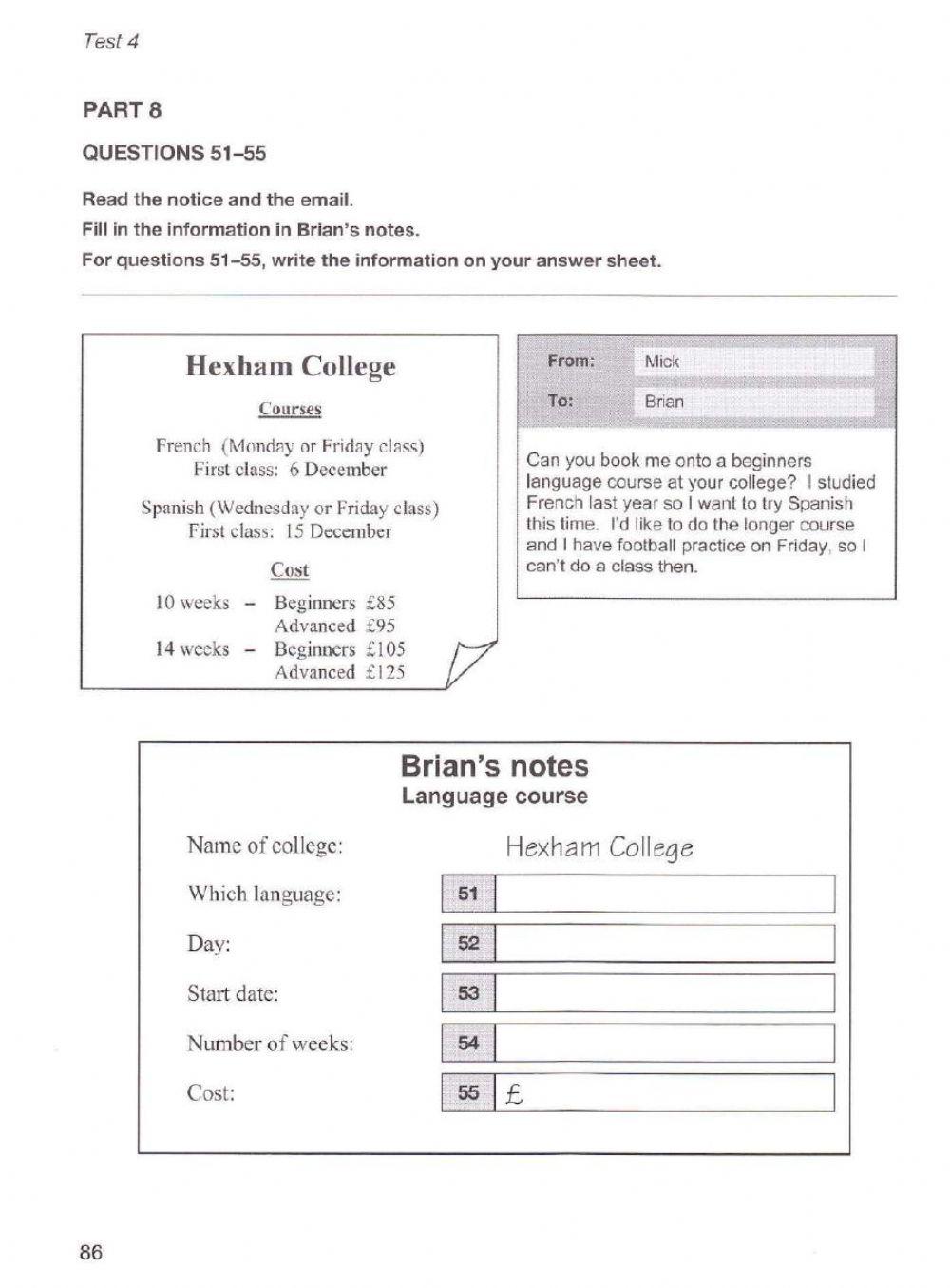 KET Reading and Writing Parts 5-6-7-8-9