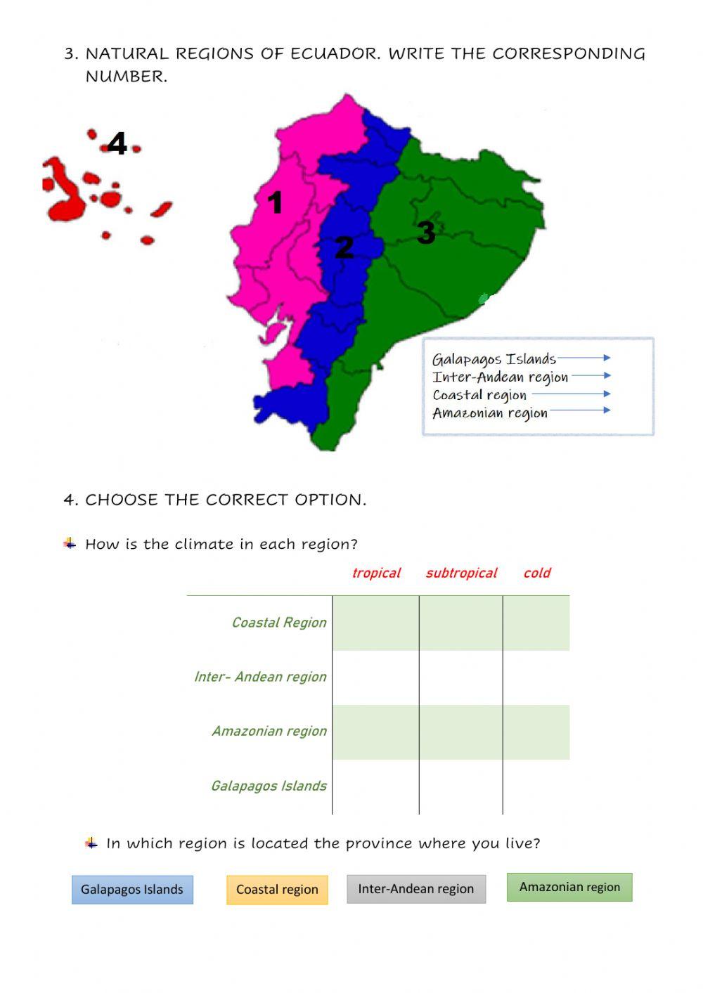 Free Printable Ecuador Worksheets