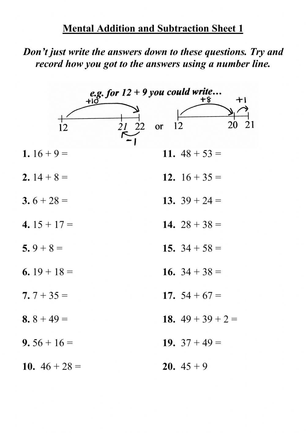 500190 | Mental addition | viina | LiveWorksheets