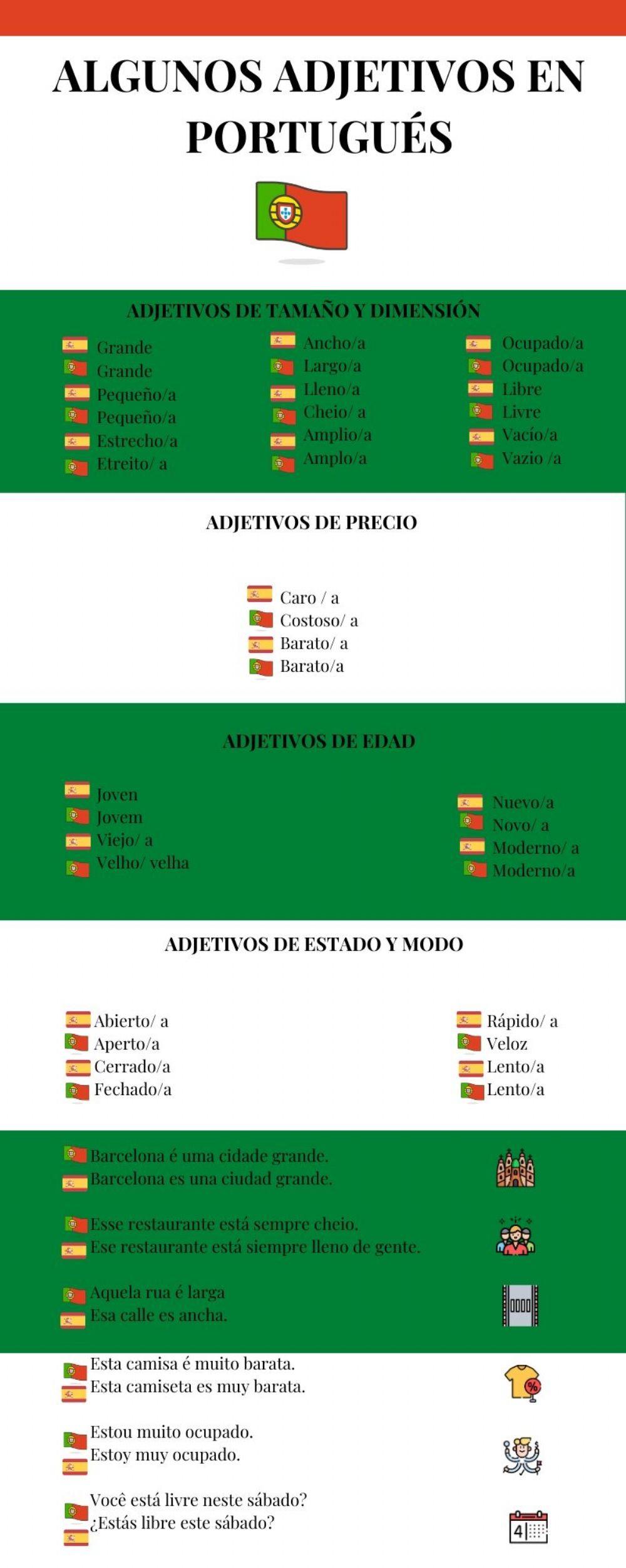 Los adjetivos en portugués