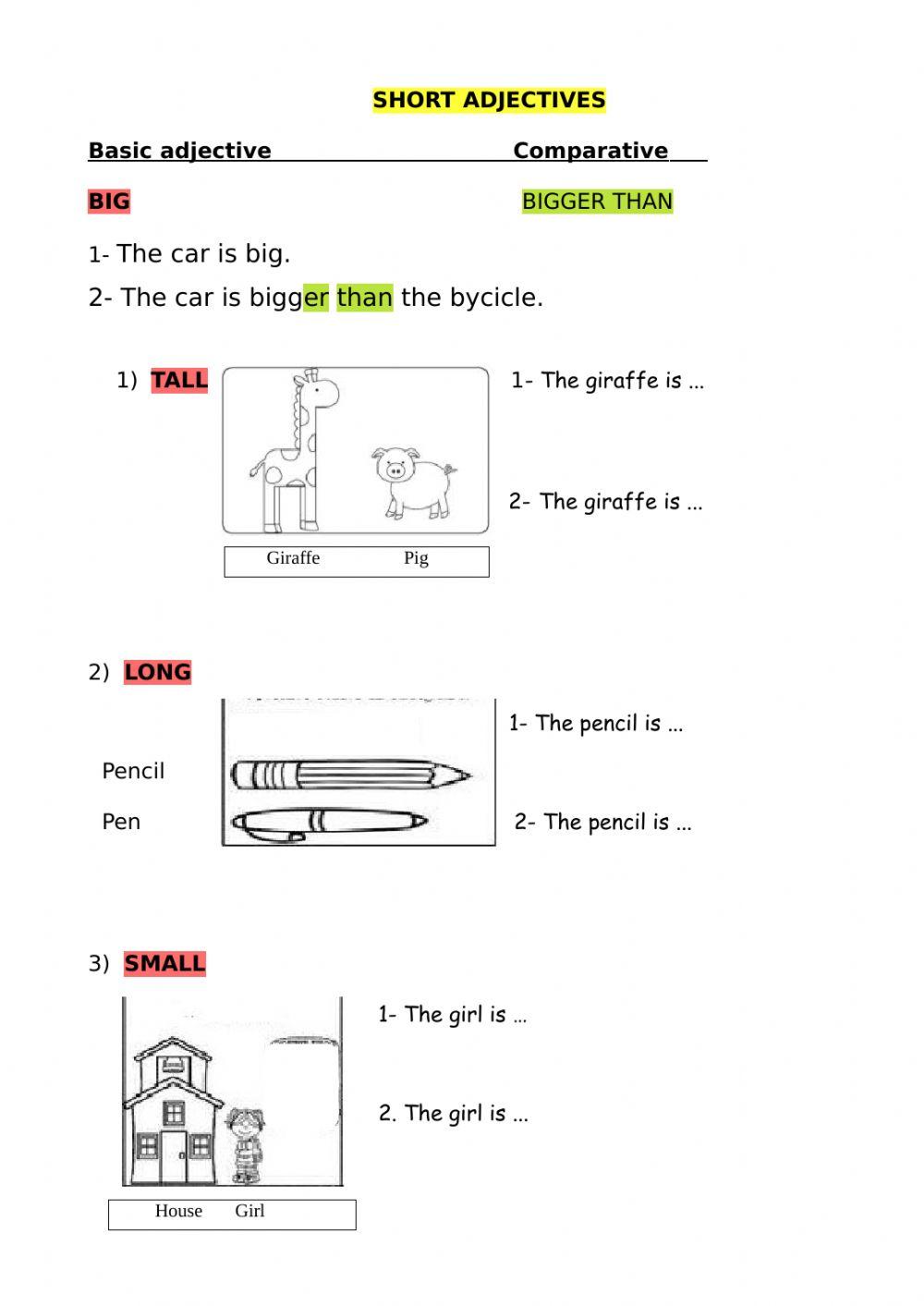 Make positive and comparative sentences - Look at the example.