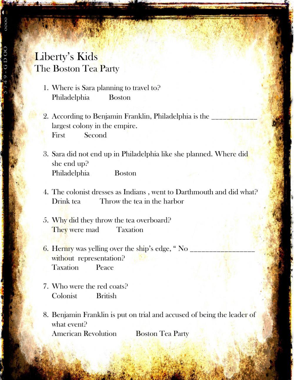 Boston Tea Party Quiz -Liberty Kids