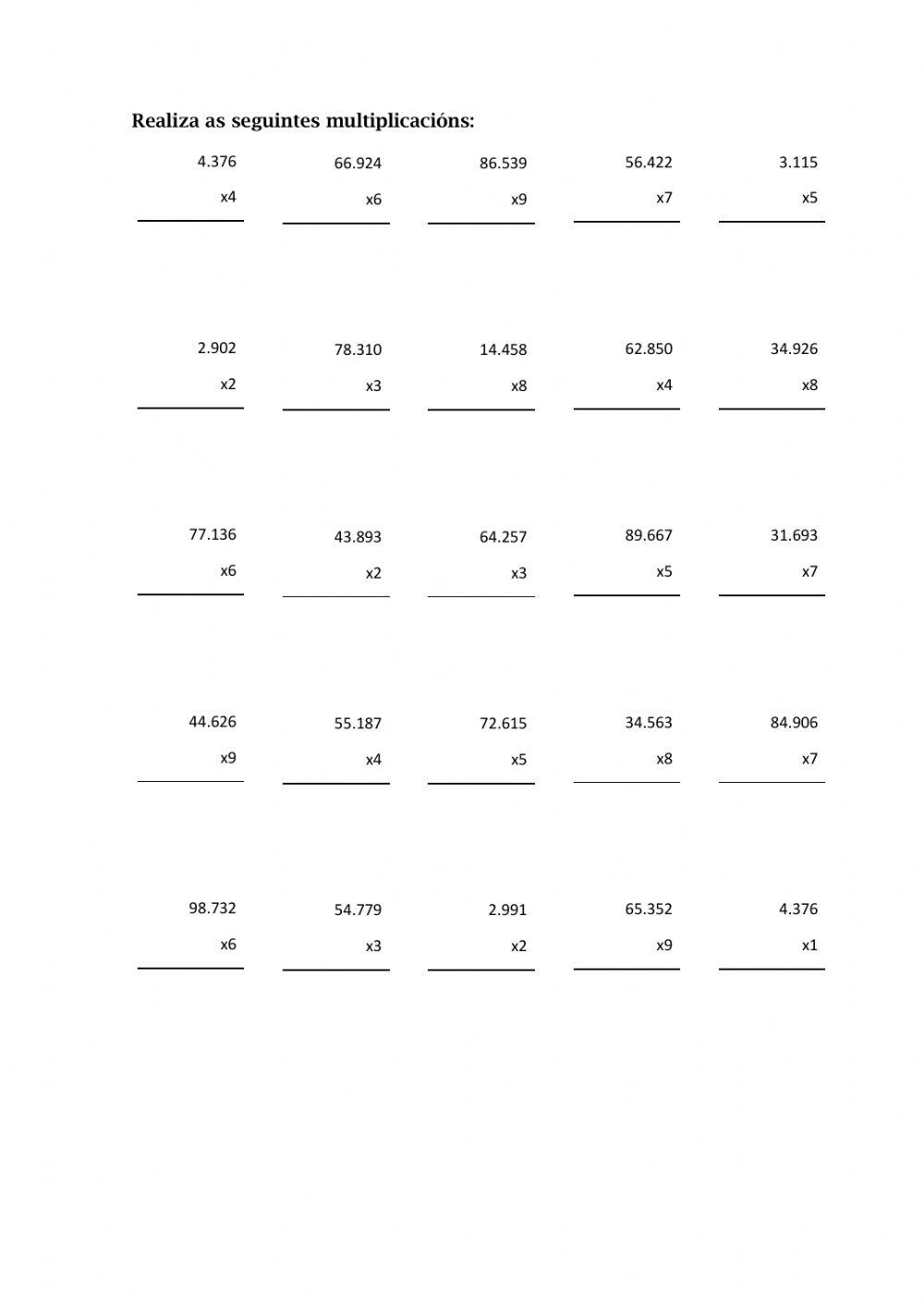 Multiplicaciones por una cifra.