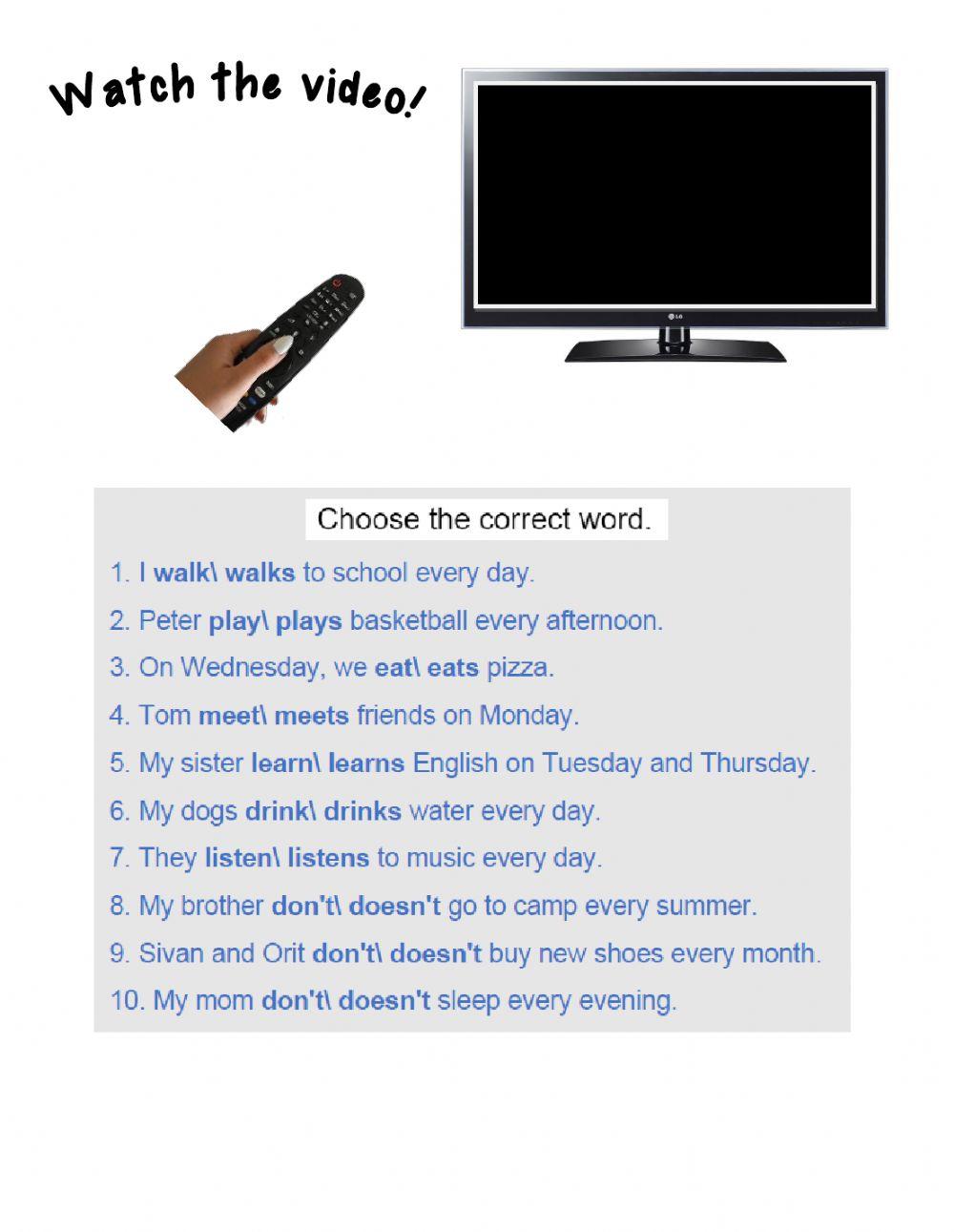 Present Simple Positive and Negative Forms