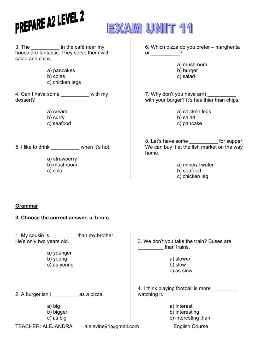 EXAM UNIT 11 PREPARE A2