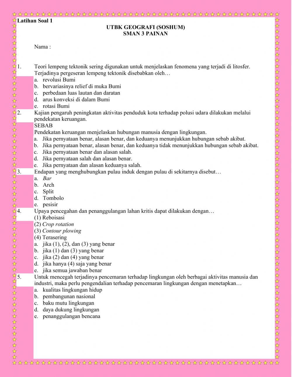 Latihan UTBK GEOGRAFI