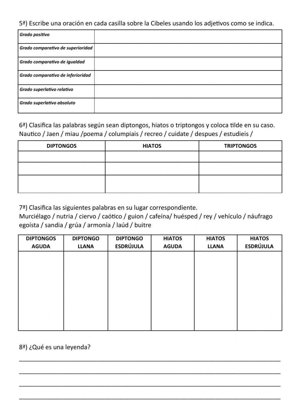 Repaso tema 3 lengua Sexto curso