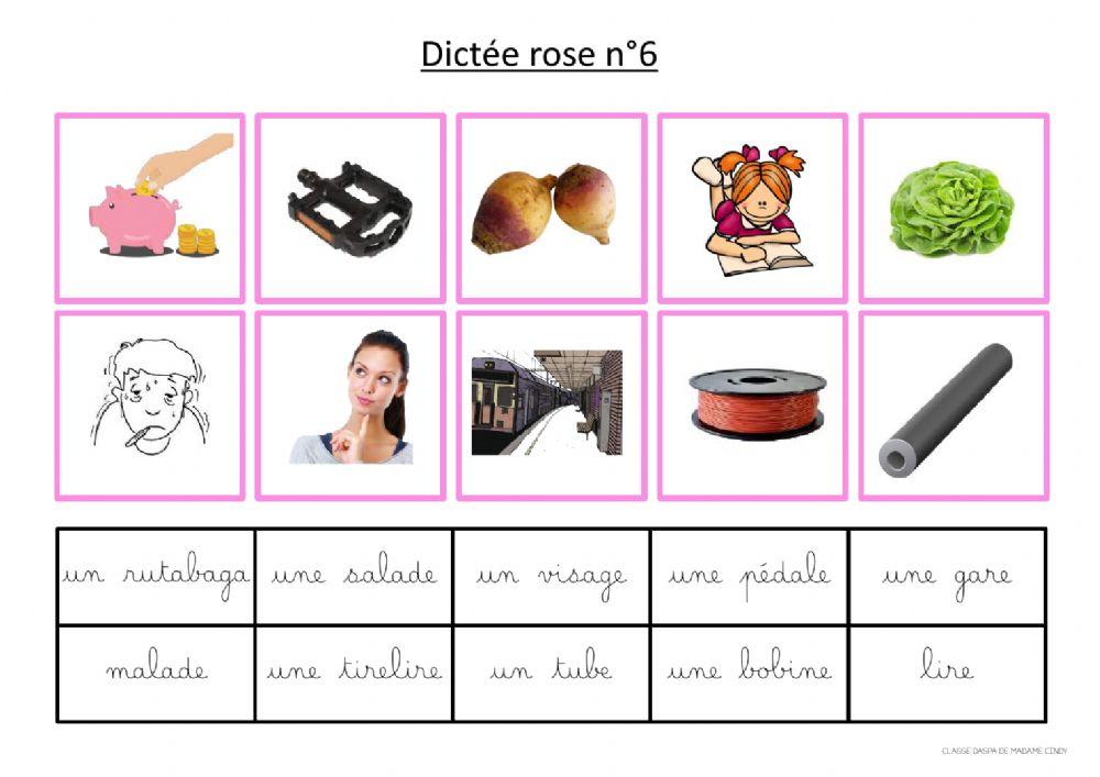 Dictée rose 6