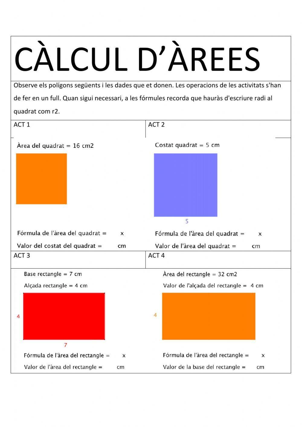 Càlcul d'àrees
