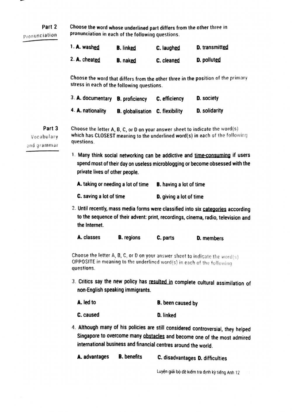 English 12 45' Test 11