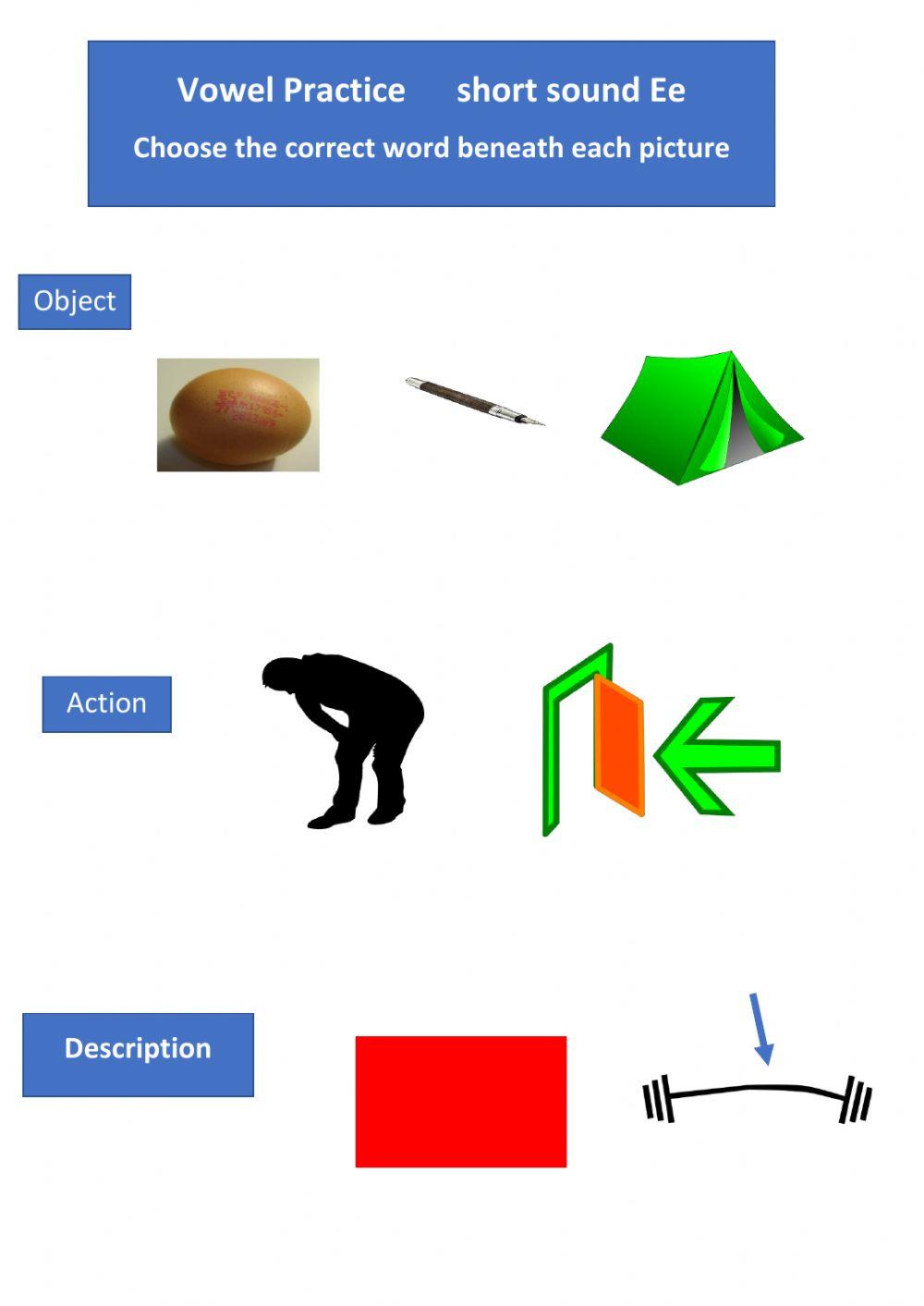 Using short e for object-action-description