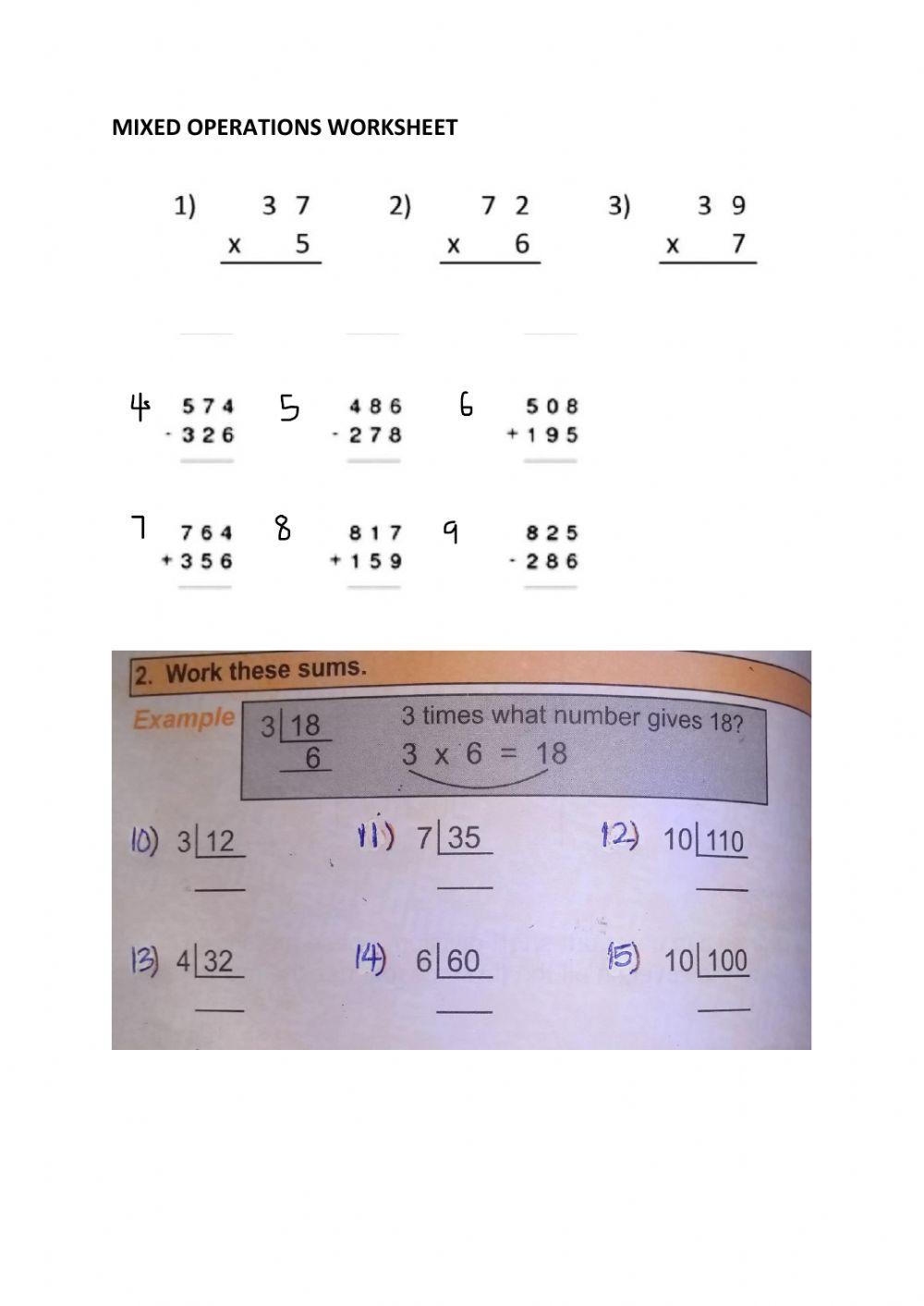 Mixed Operations worksheet | Live Worksheets
