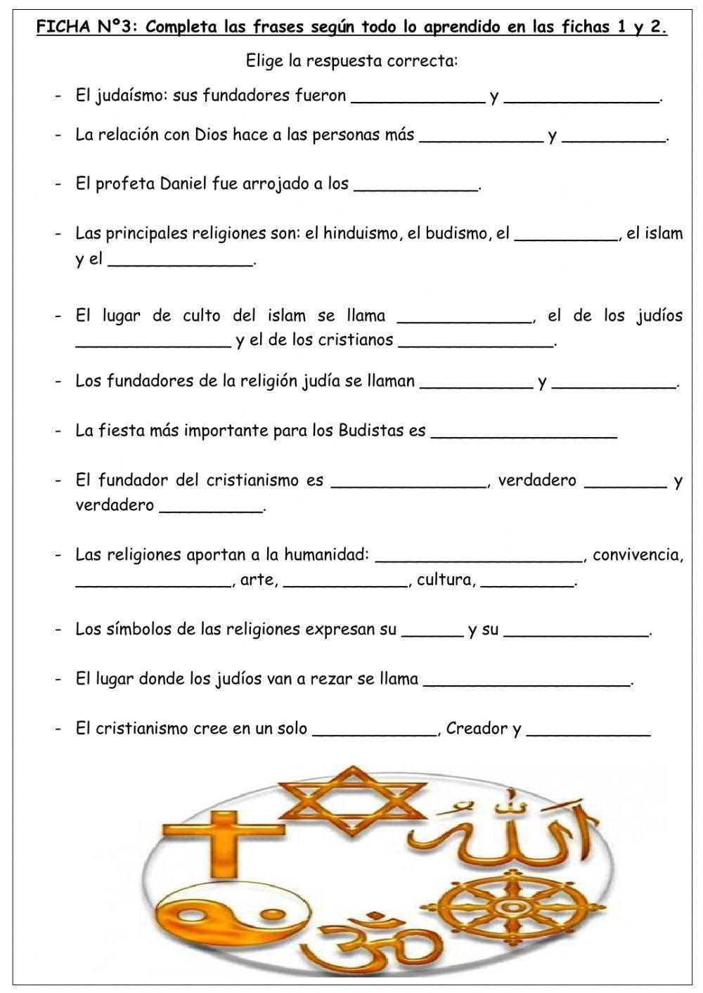 Taller nº 1. Principales Religiones del mundo. 6º de Primaria Ceip Profesor Tierno Galván