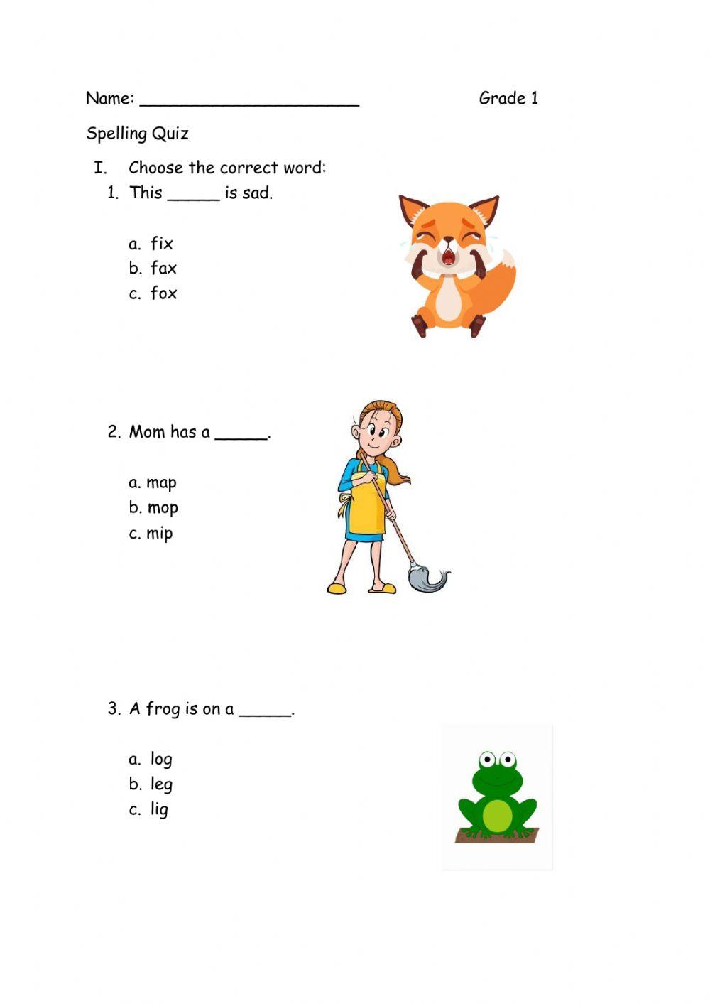 Spelling quiz online pdf activity live worksheets