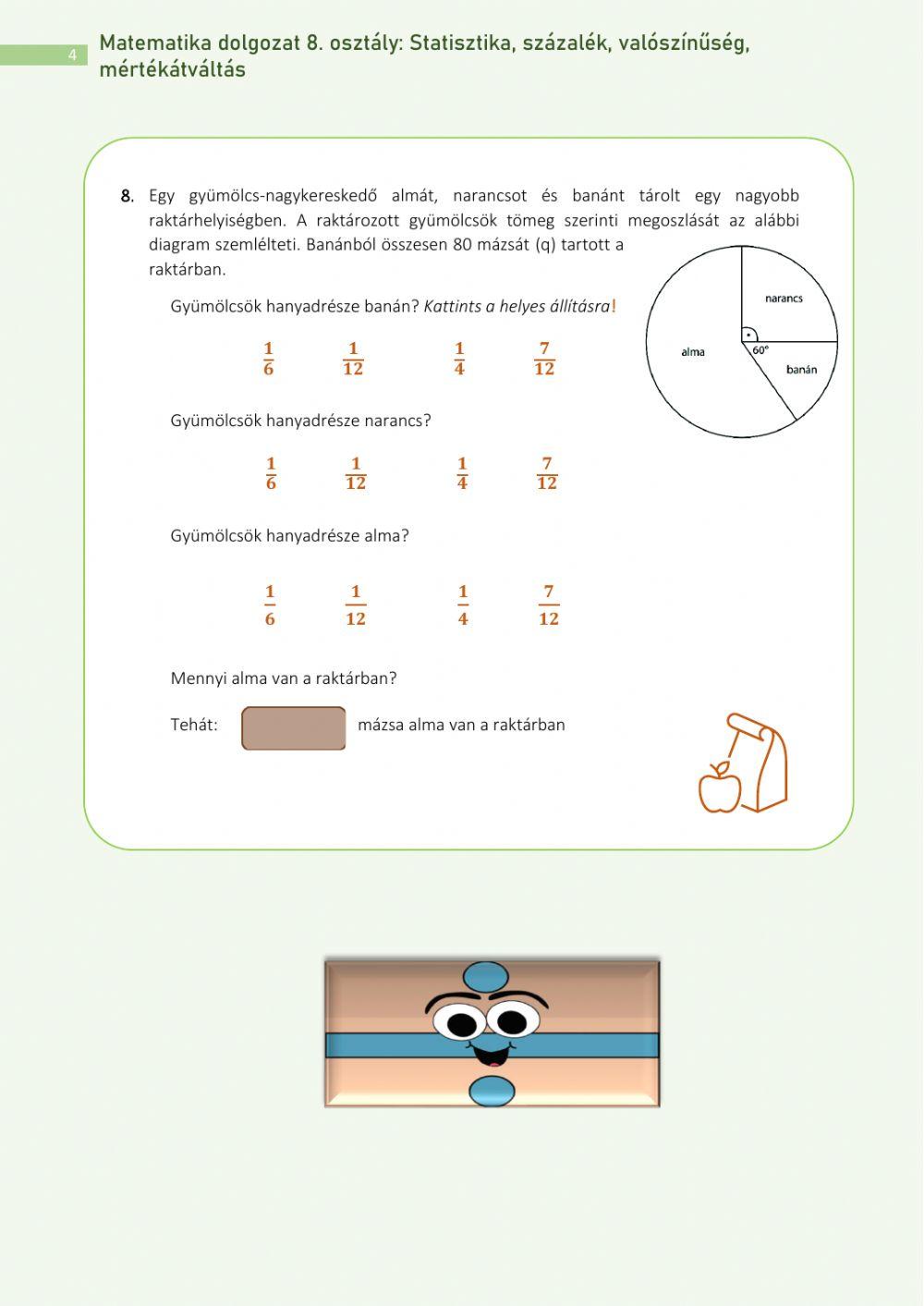Összefoglalás: Statisztika, százalék
