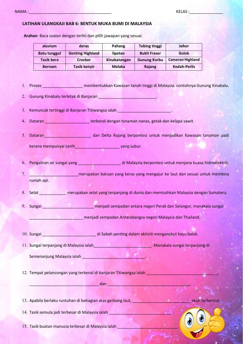 Bentuk muka bumi di malaysia