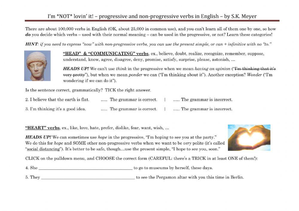 SMT-progressive vs non-progressive verbs