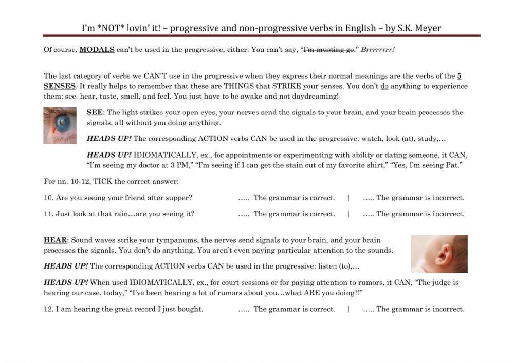 SMT-progressive vs non-progressive verbs