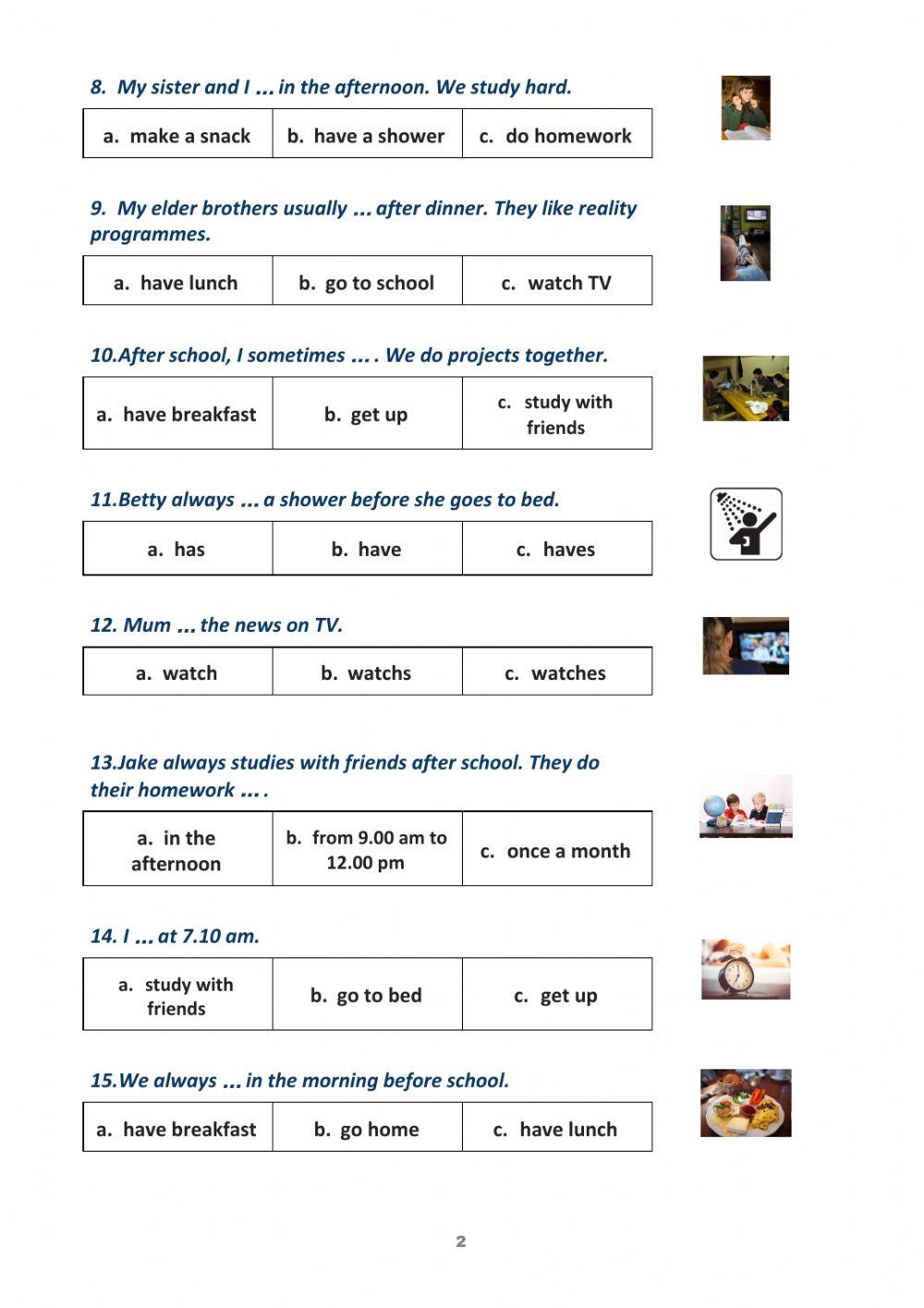 Routines  - Present Simple Affirmative