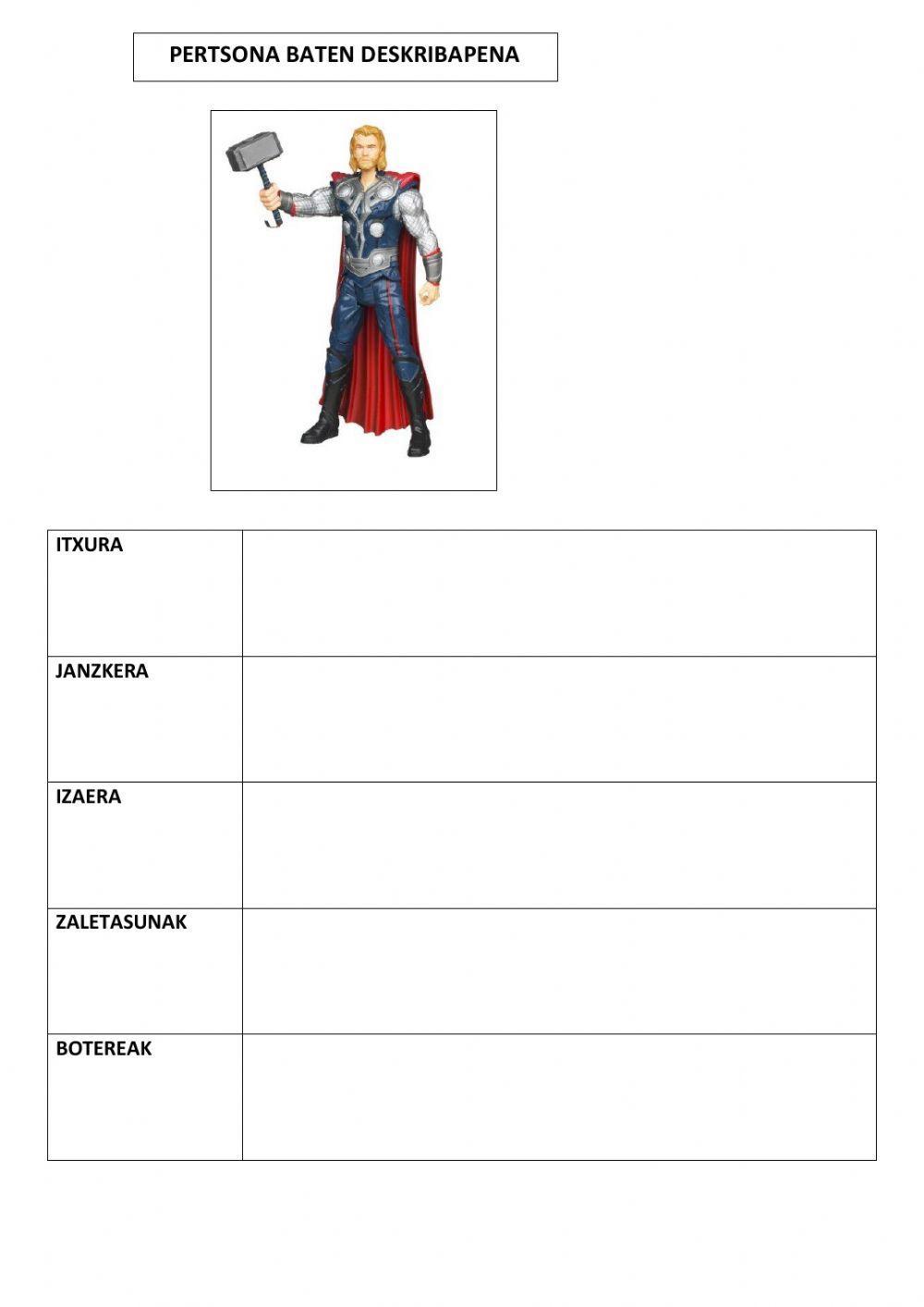 Deskribapenak Superheroiak