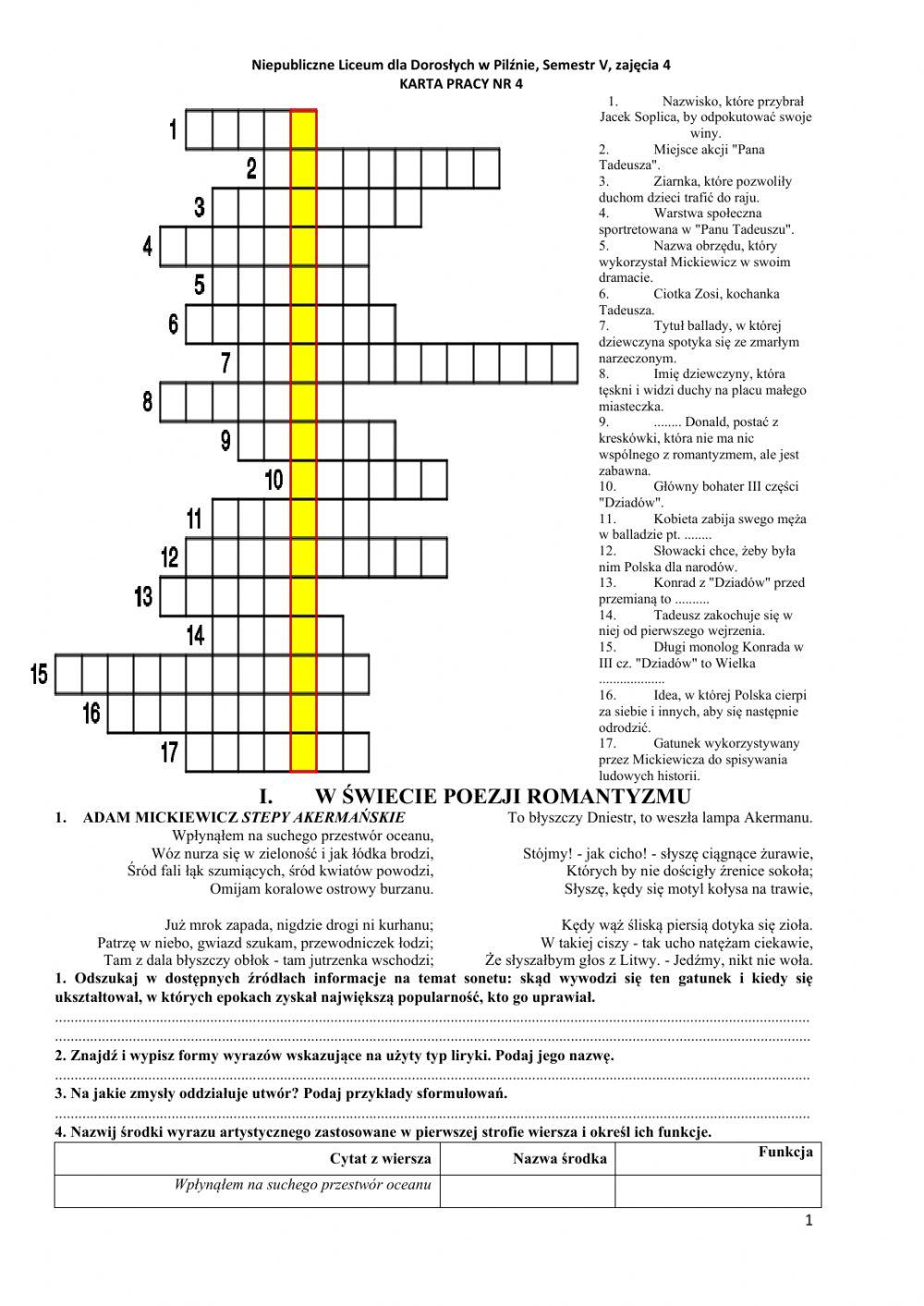 Semestr V liceum zajęcia 4