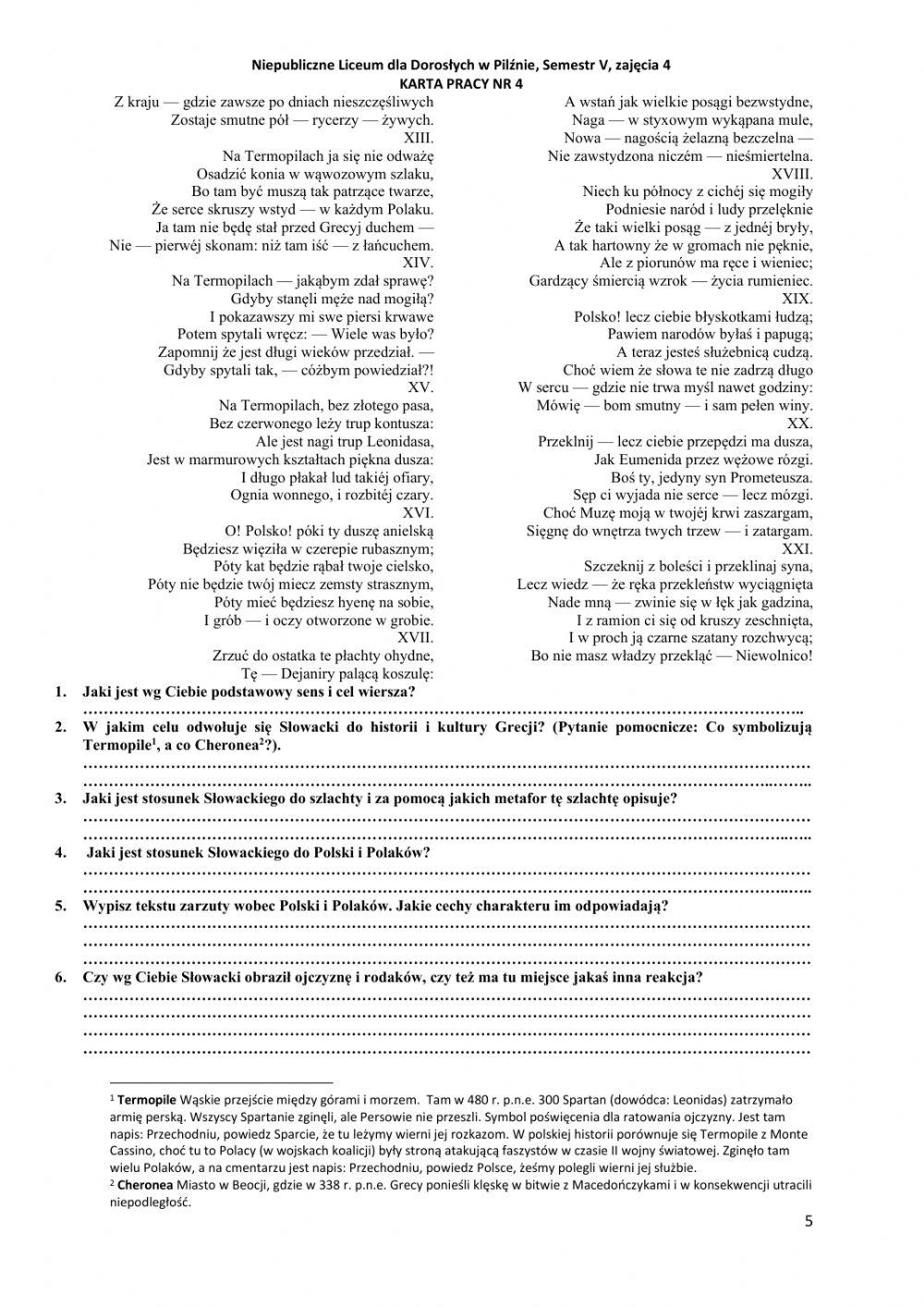 Semestr V liceum zajęcia 4