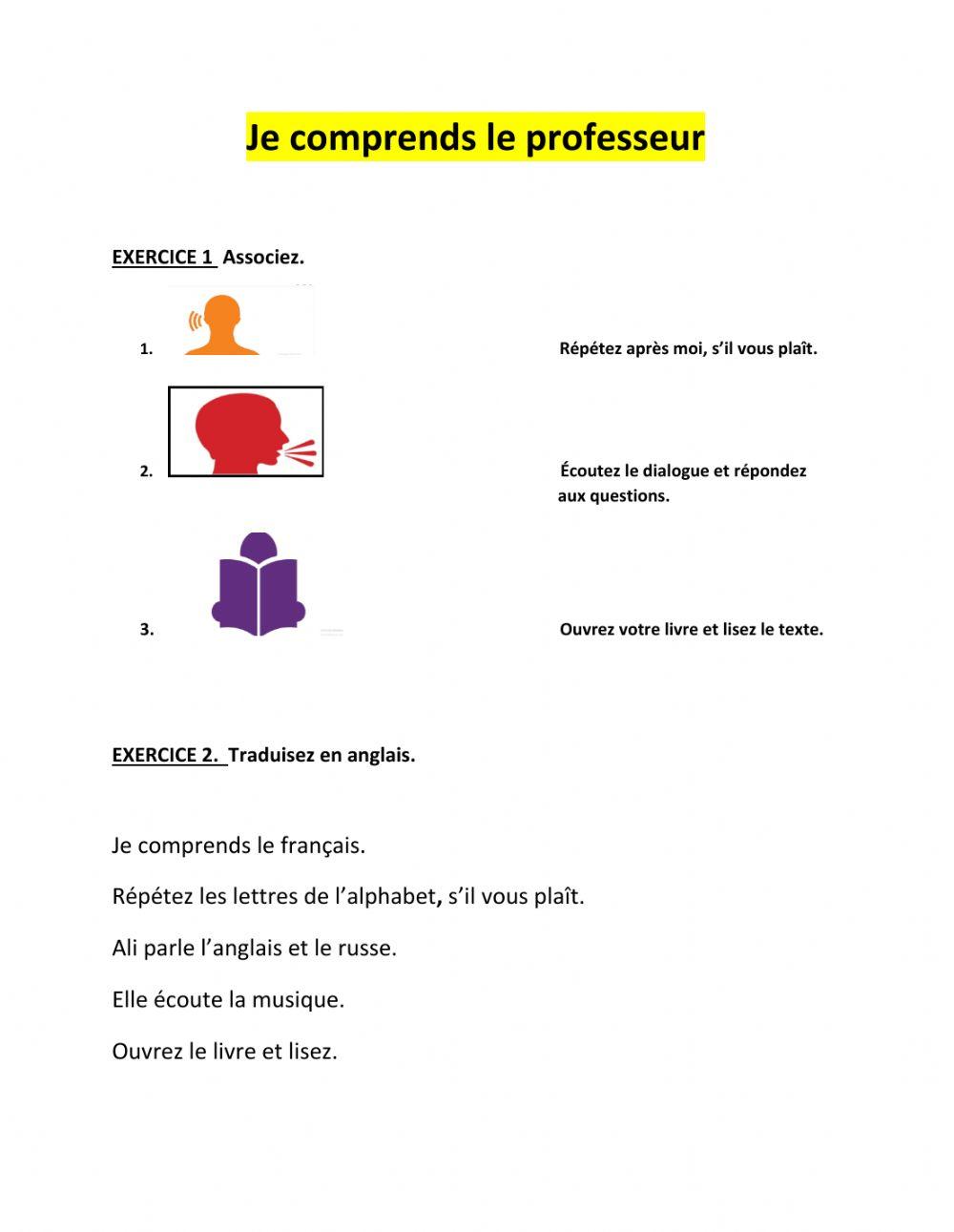 Je comprends le professeur