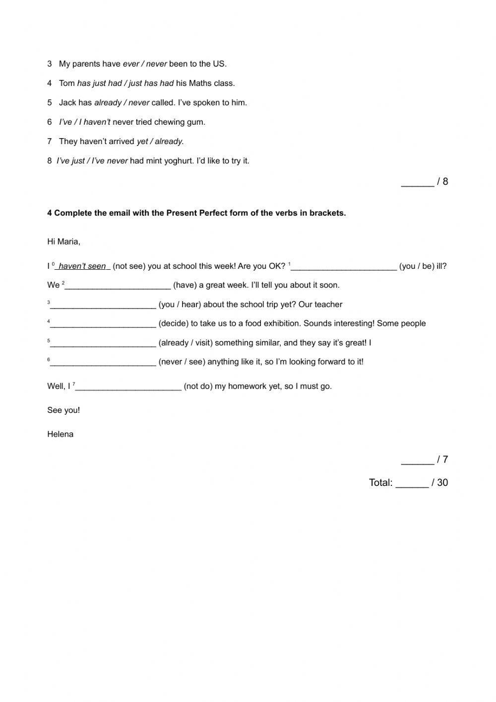 Past simple, present prefect