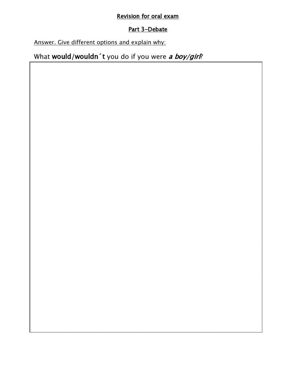 Debate -If I were a boy-girl-