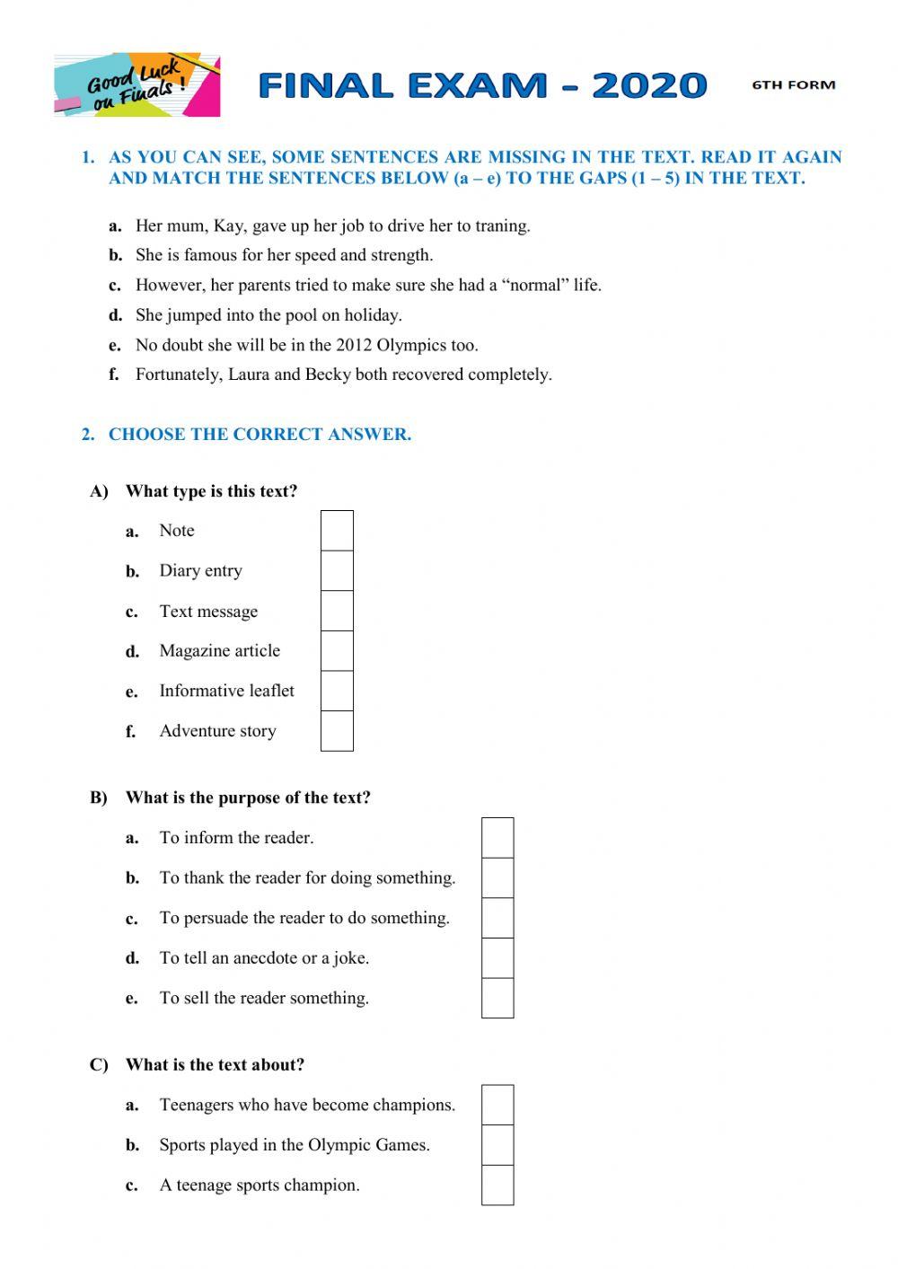 Sports - Reading Comprehension