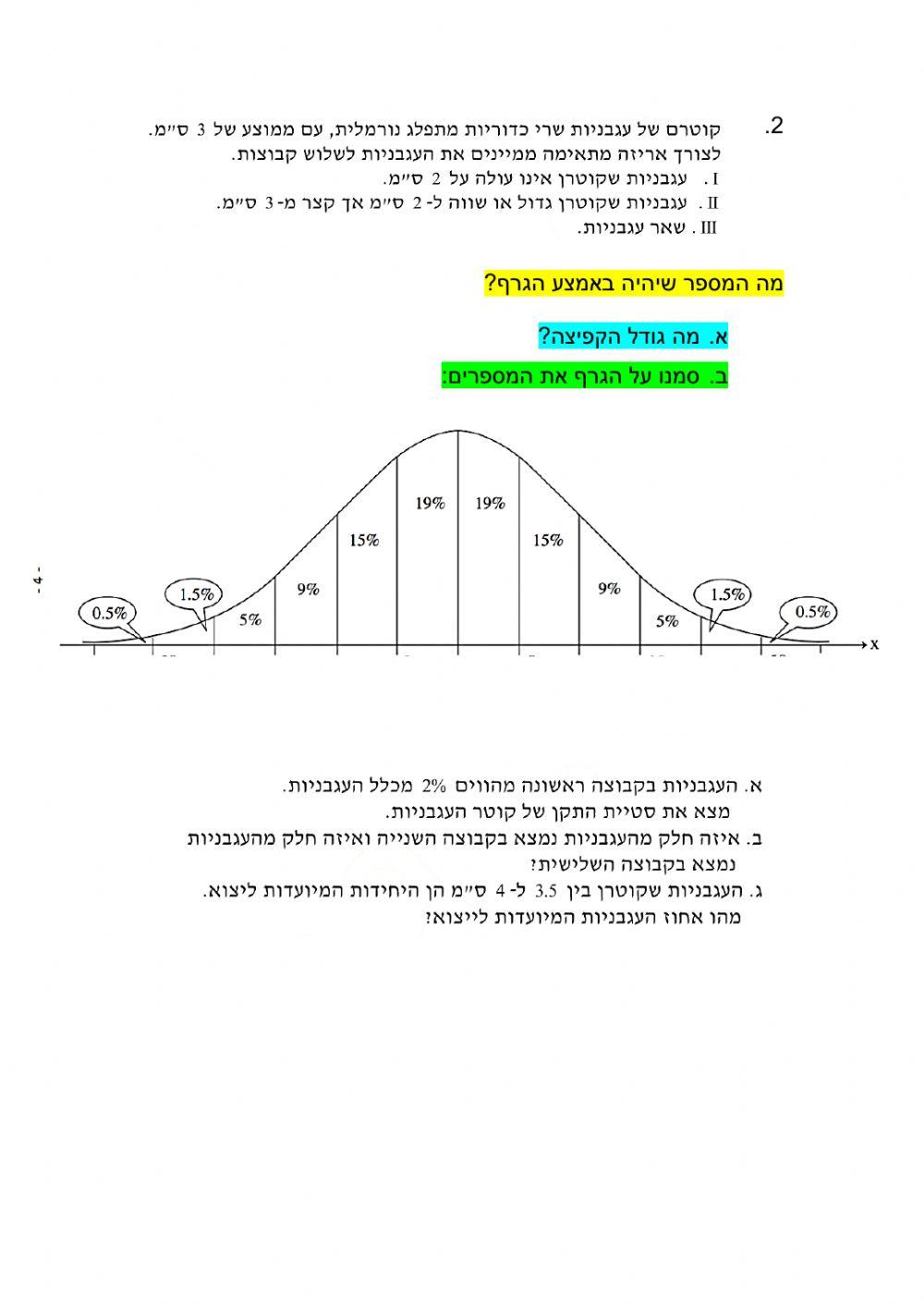 התפלגות נורמלית מציאת סטיית תקן וממוצע יב