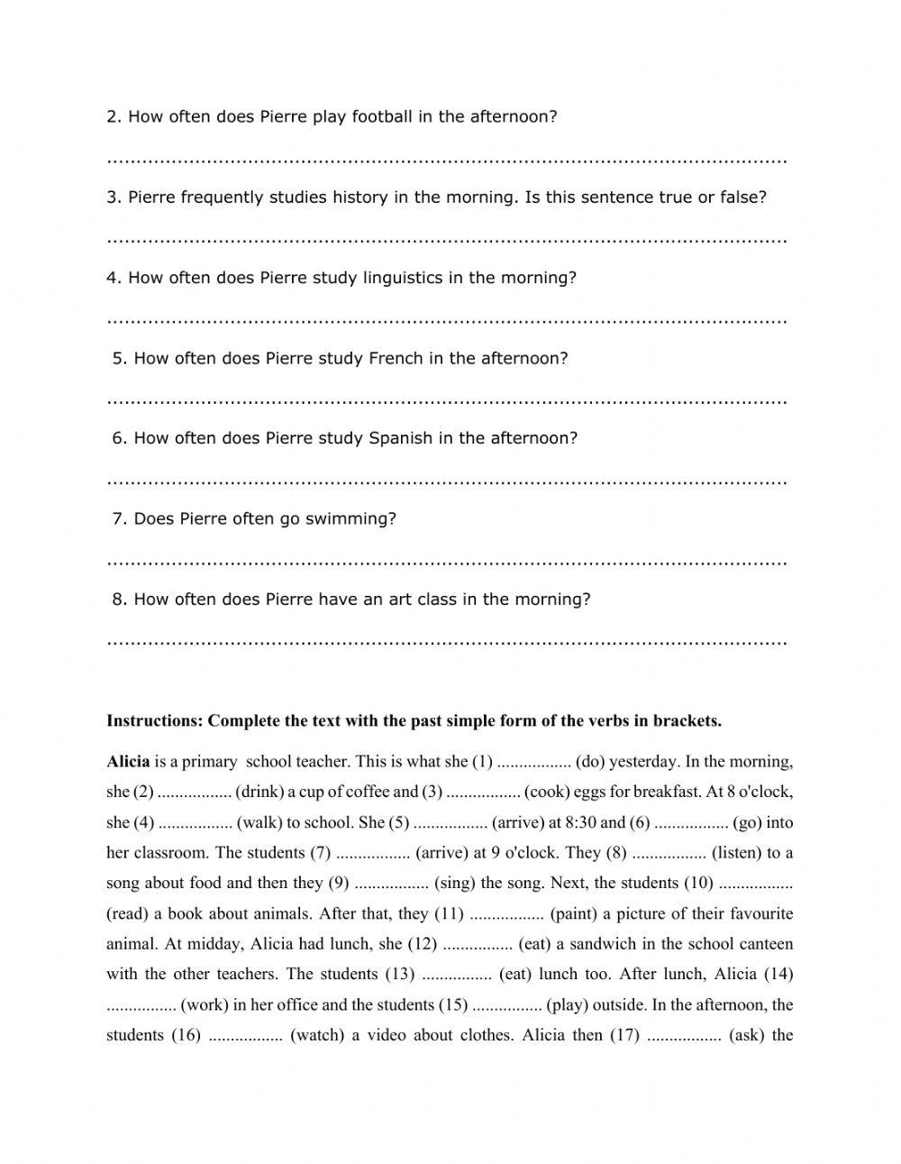 Adverbs of frecuency