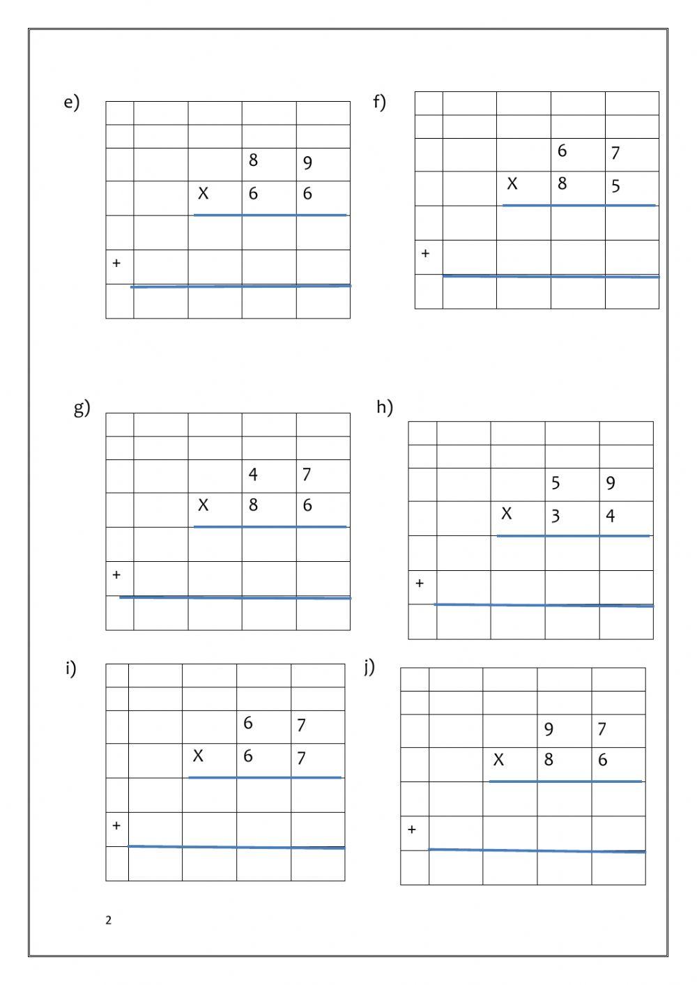 Multiply 2 digits by 2 digits