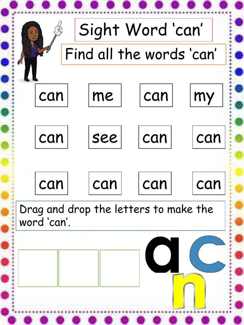 Sight Word can Sight Word can