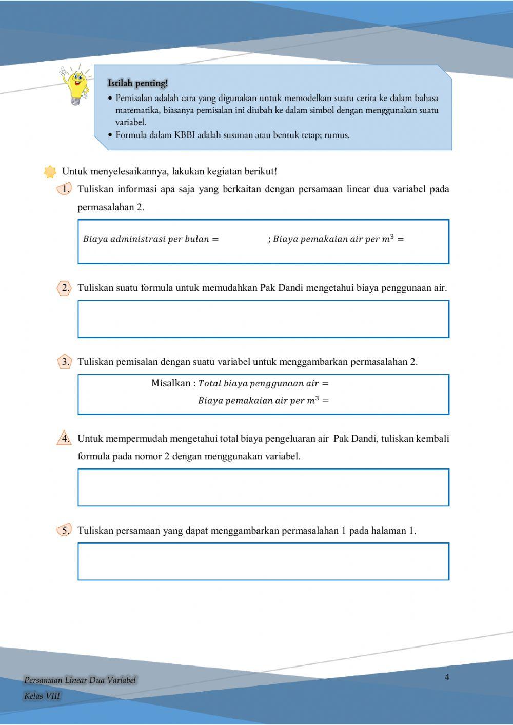 LKPD 1 Sistem Persamaan Linear Dua Variabel (SPLDV)